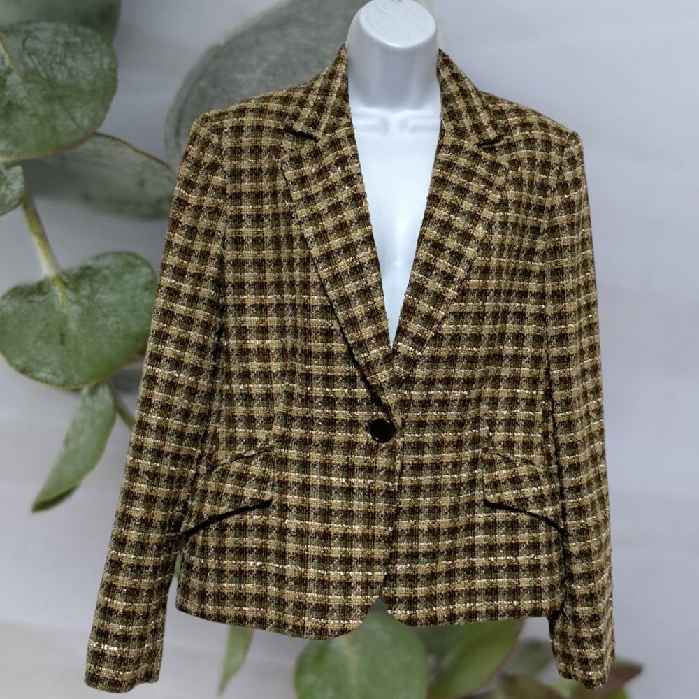 Women's Size 12 Suit Jacket Lined One Button Closure Design By-Jones New York